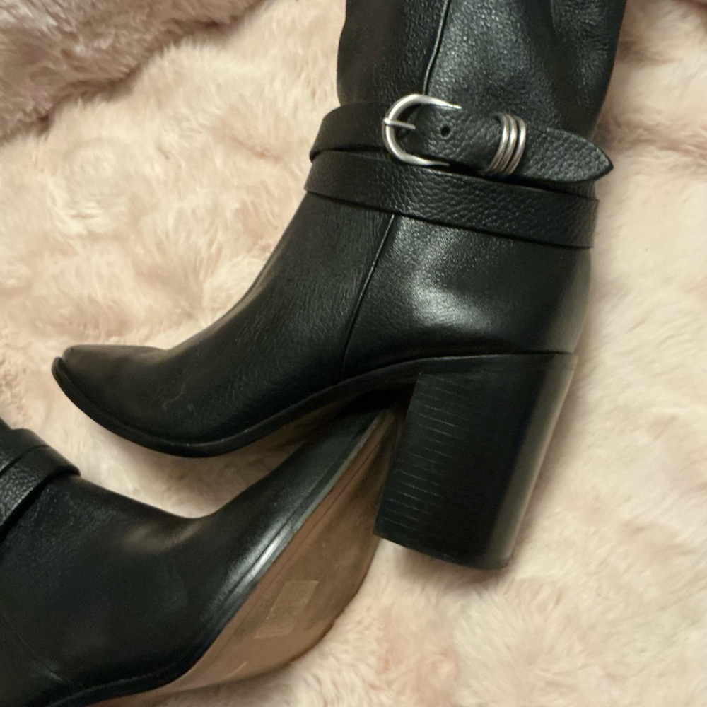 Dolce Vita Black Pointed-Toe Mid-Calf Heeled Boots with Strap SIZE 8-5 - Picture 15 of 16